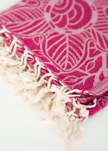 Pink Flower Turkish Towel