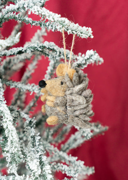 Spiky Grey Hedgehog Ornament