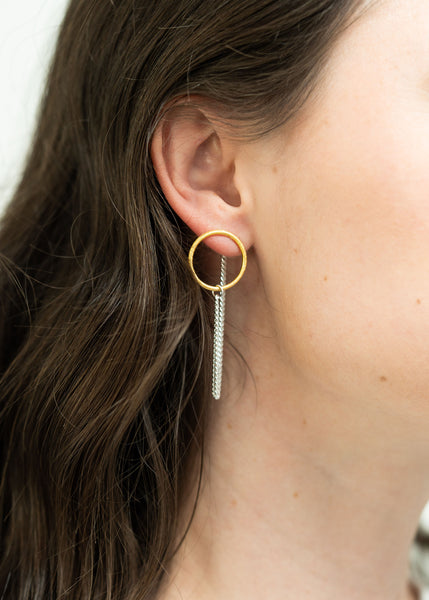 Geometric Circle And Metal Earrings