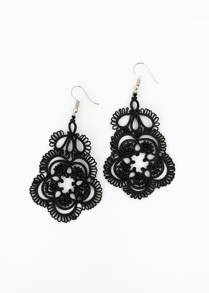 Black Tatted Lace Earrings 2 Vagabonds Imports Black Tatted Lace Earrings 2 Vagabonds Imports