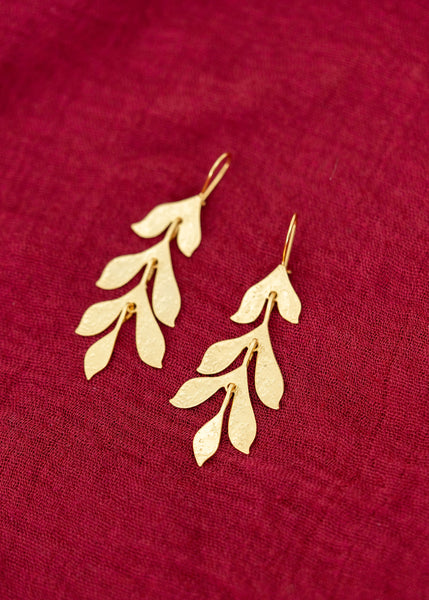 Brass Leaf Earrings