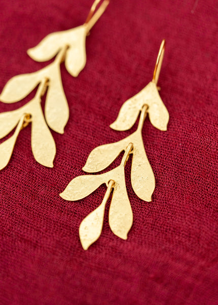 Brass Leaf Earrings