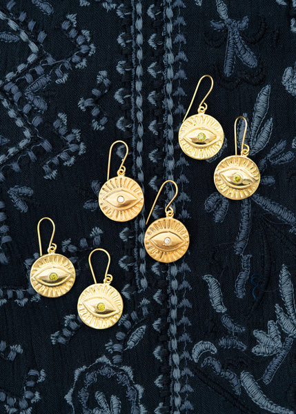 Brass Evil Eye Earrings
