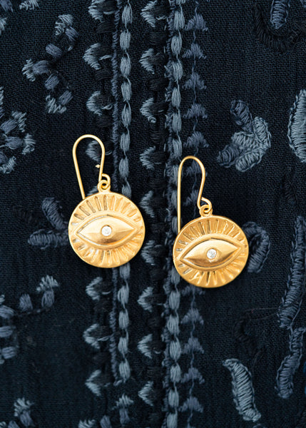 Brass Evil Eye Earrings