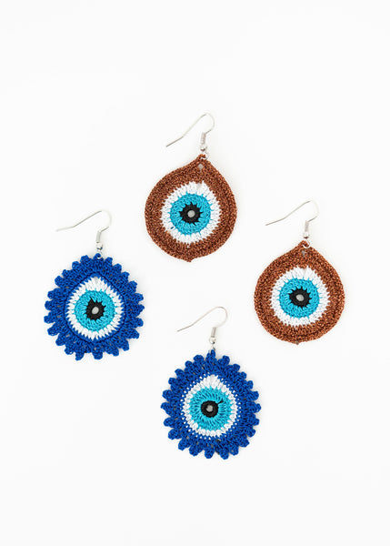 Brown Evil Eye Earrings