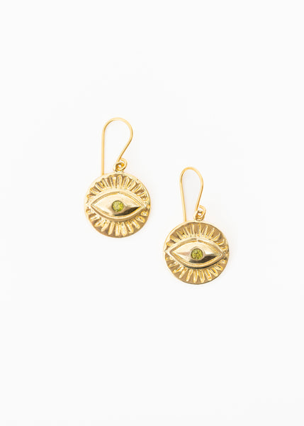 Brass Evil Eye Earrings