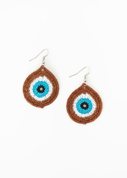 Brown Evil Eye Earrings