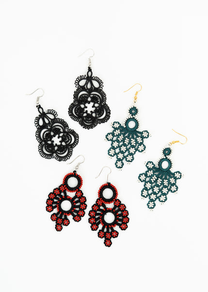 Black Tatted Lace Earrings 2 Vagabonds Imports Black Tatted Lace Earrings 2 Vagabonds Imports