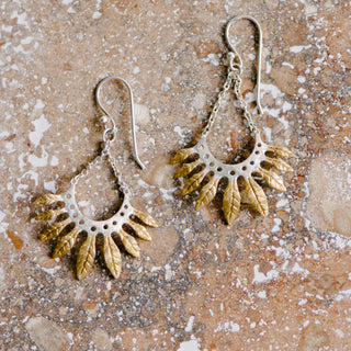 Silver And Gold Feather Earrings