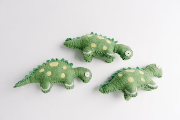 Felted Green Dinosaur
