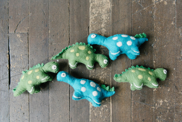 Felted Green Dinosaur