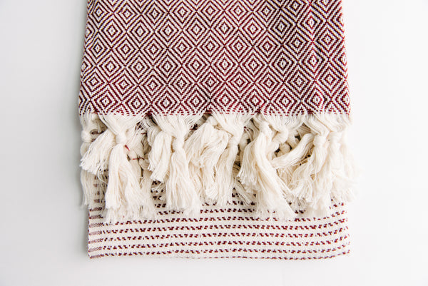 Maroon Diamond Turkish Towel
