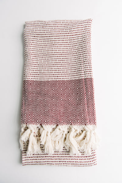 Maroon Diamond Turkish Towel