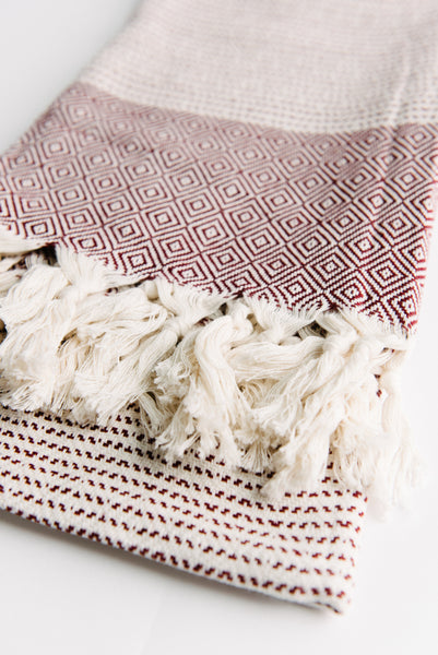 Maroon Diamond Turkish Towel