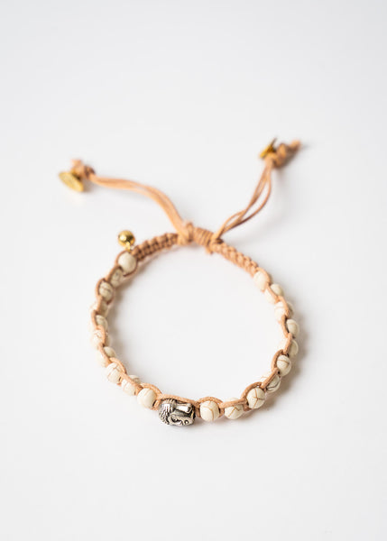 Howlite Buddha Pull Tie Bracelet
