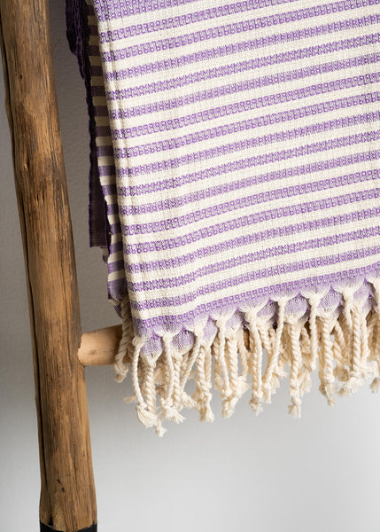 Purple Striped Turkish Towel