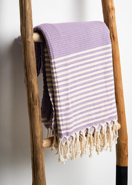 Purple Striped Turkish Towel
