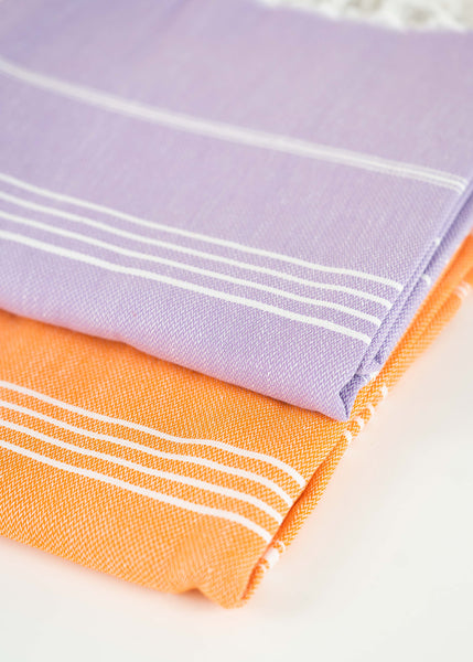 Orange And White Sultan Turkish Towel