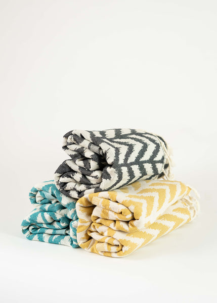 Turquoise Chevron Turkish Towel