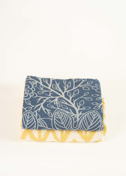 Blue Flower Print Turkish Towel