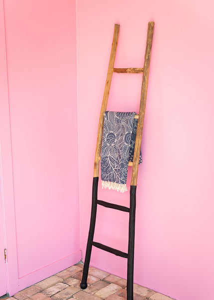 Blue Flower Print Turkish Towel