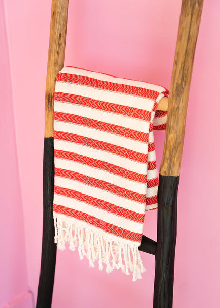 Red And White Striped Turkish Towel