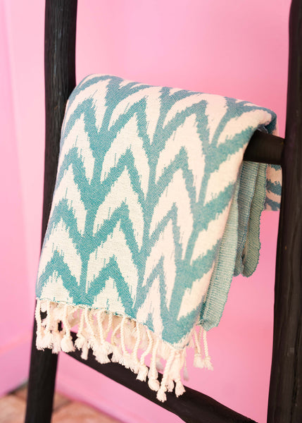 Turquoise Chevron Turkish Towel