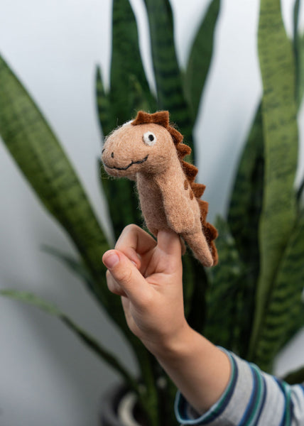 3D Brown Dino Finger Puppet