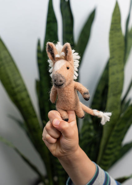 3D Beige Horse Finger Puppet