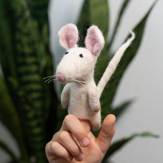 3D Full Body White Mouse Finger Puppet