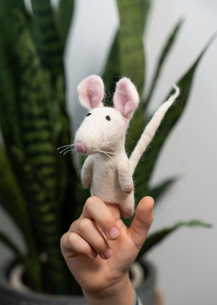 3D Full Body White Mouse Finger Puppet