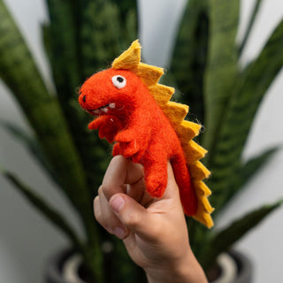 3D Orange Dino Finger Puppet