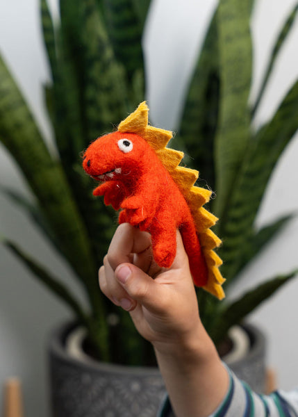3D Orange Dino Finger Puppet