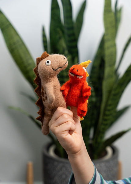 3D Brown Dino Finger Puppet