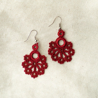 Small Red Tatted Earrings
