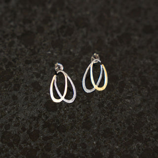 Plated 925 Two Tone Double Oval Earrings