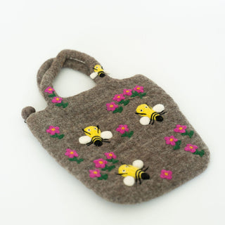 Bumblebee And Flower Felt Bag