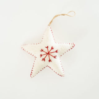 White Embroidered Star Ornament