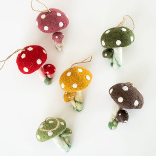 Double Maroon Mushroom Ornament