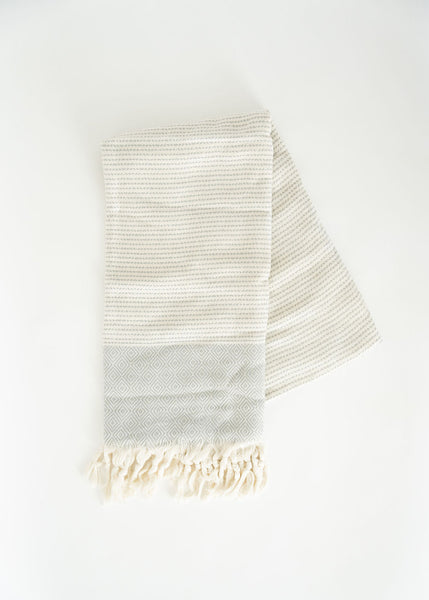 Grey Stripe And Diamond Turkish Towel