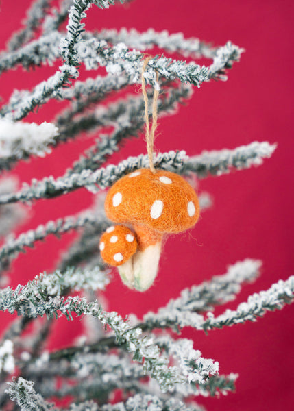 Orange Double Mushroom Ornament