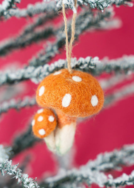 Orange Double Mushroom Ornament