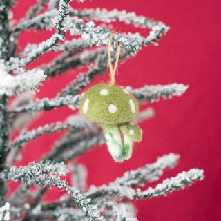 Double Green Mushroom Ornament