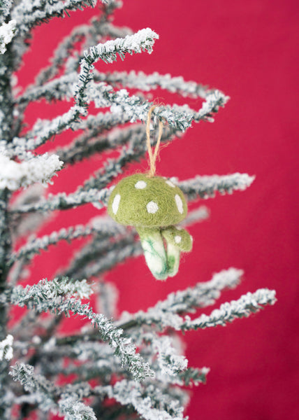 Double Green Mushroom Ornament
