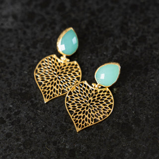 Turkish Aquamarine Leaf Earrings