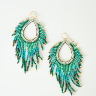 Turquoise Oval Beaded Earrings