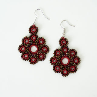 Maroon Tatted Earrings