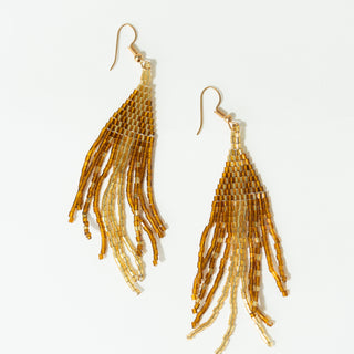 Gold Beaded Fringe Earrings