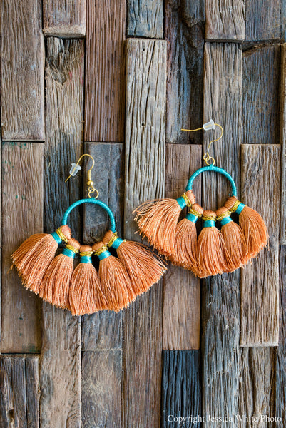 Peach Tassel Earrings