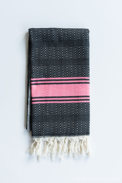 Black And Pink Turkish Towel
